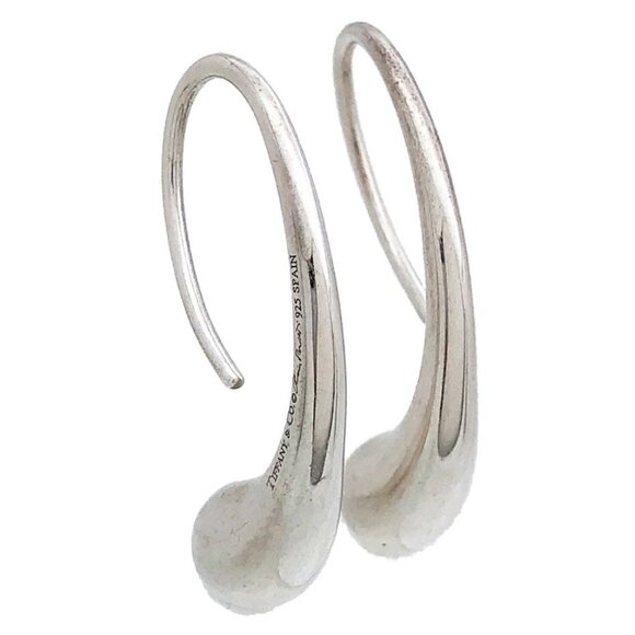 Tiffany & Co. Teardrop Hoop Earrings Silver 925 Peretti Auth #0060